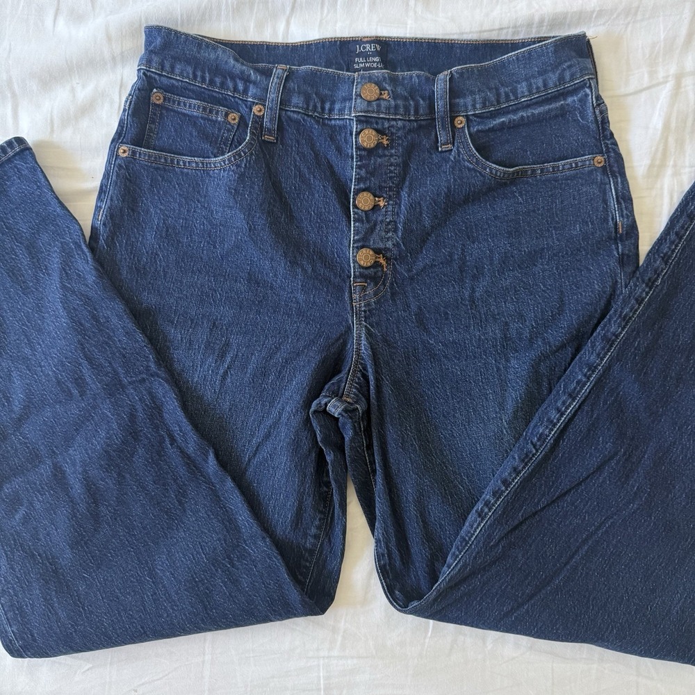 J. Crew Jeans Womens 30 Full-Length Wide Leg Button Fly (Fit 32X29)